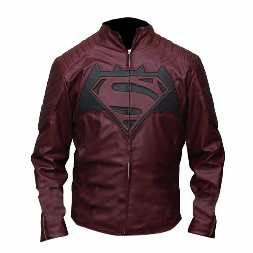 RW Authentic SheepSkin Batman Vs Superman Dawn of Justice Maroon Leather Jacket