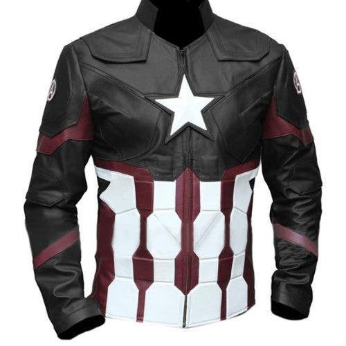 RW Authentic SheepSkin Captain America Civil War Black Leather Jacket