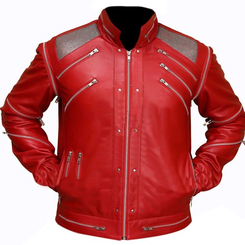 RW Authentic Sheepskin Michael Jackson Beat it MJ Beat it Red Leather Jacket