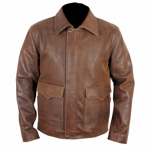 RW Authentic Sheepskin Indiana Jones Harrison Ford Indy Faded Brown Leather Jacket