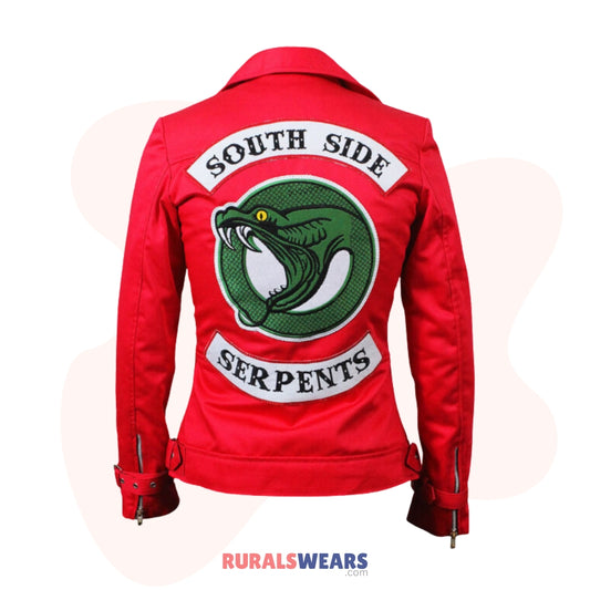 RW Authentic Sheepskin Womens Riverdale Southside Serpents Red Cotton Jacket