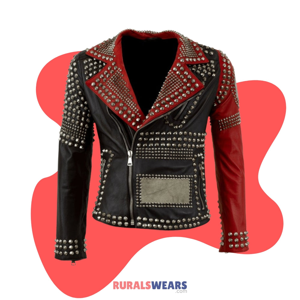 handmade-women-multicolor-leather-jacket-rock-steam-punk-studded-biker-silver