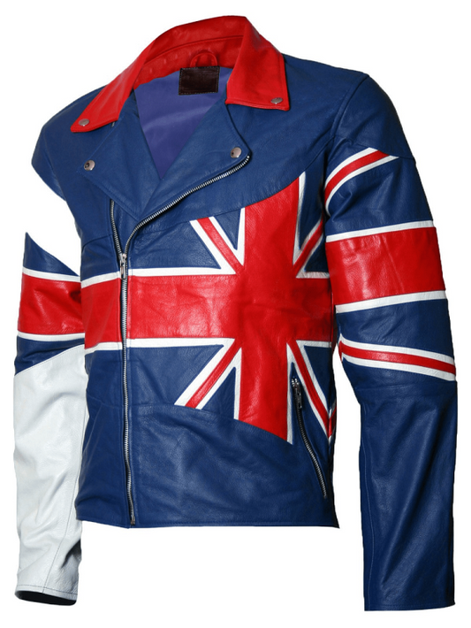 UK Union England Flag Motorcycle Leather Jacket