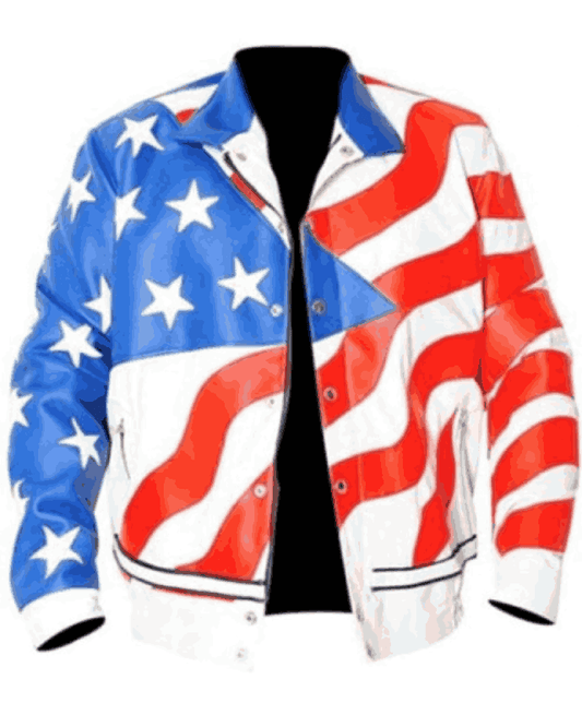 VANILLA ICE USA FLAG LEATHER JACKET